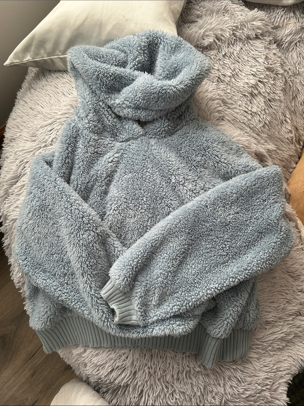 GAP Light Blue Plush Hooded Sweatshirt